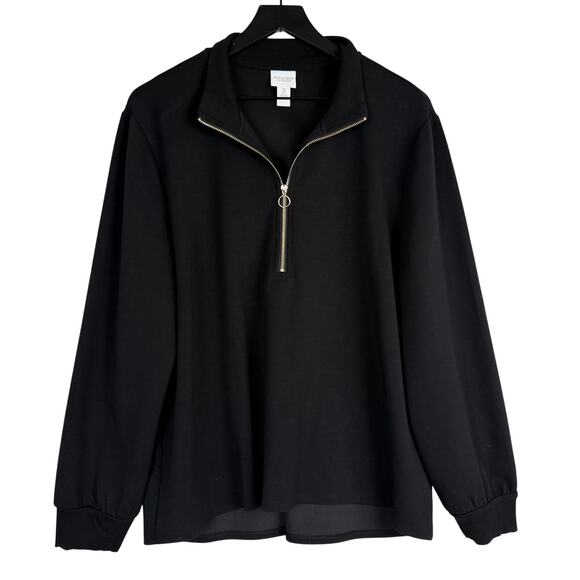Chico's Tops - Weekends by Chico's 1/2 Zip Sweatshirt Sweater Black - 3 XL